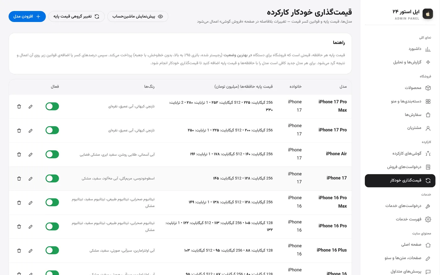 التسعير التلقائي للهاتف المستعمل