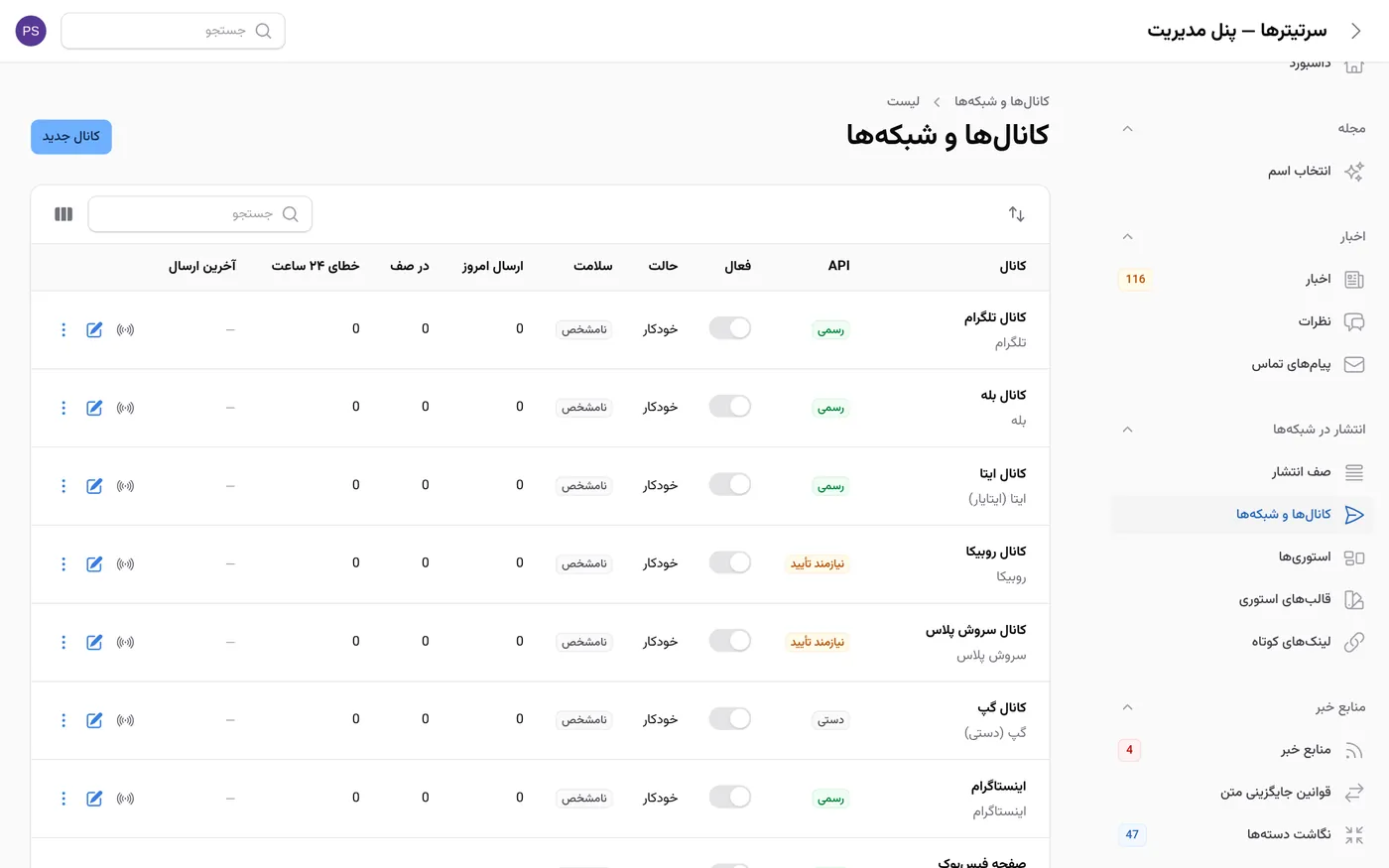قنوات النشر التلقائي على الشبكات الاجتماعية